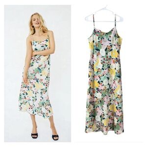 VRG GRL Flower Market Bias Cut Midi Dress Size 12 Garden Party Euro Summer  New